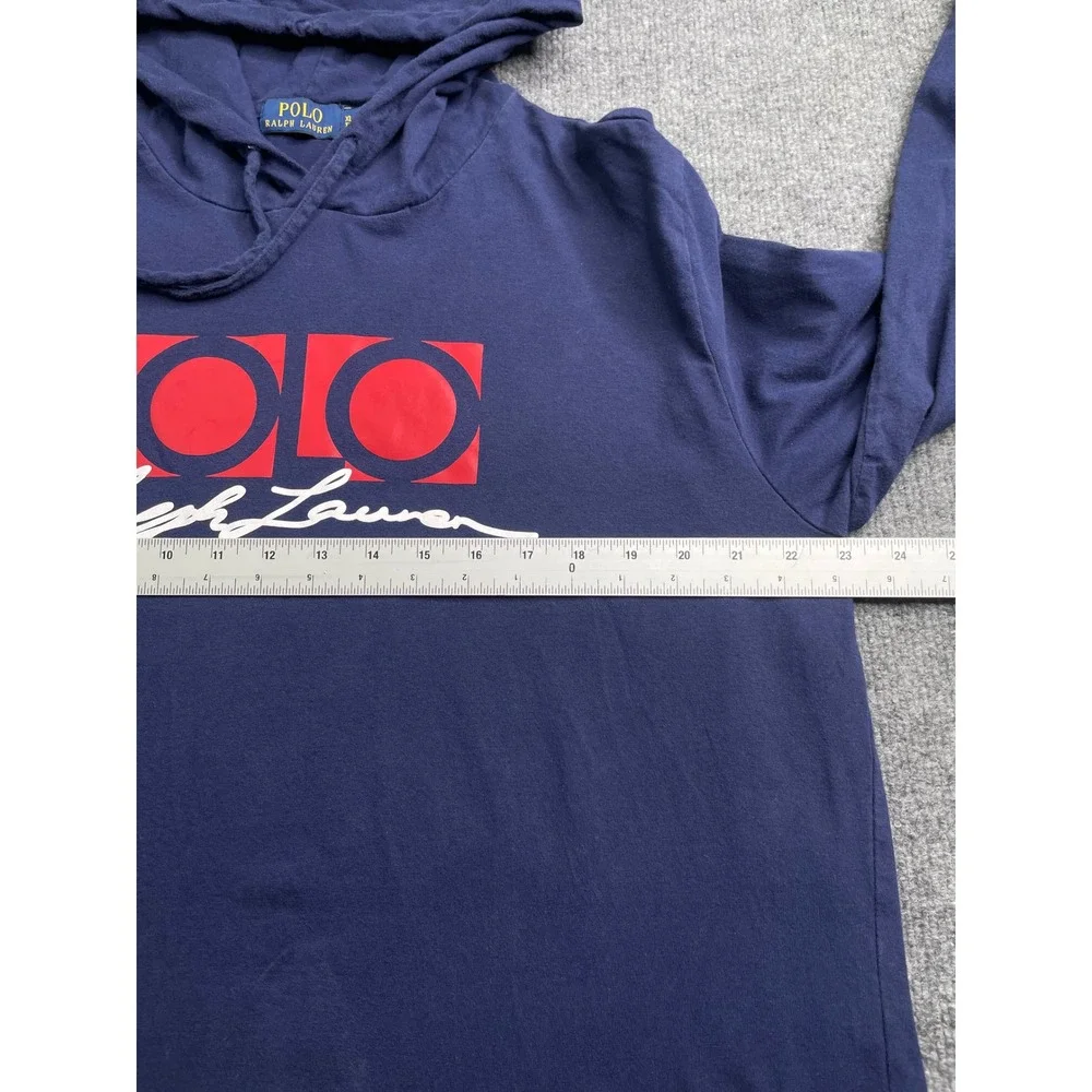 Polo Ralph Lauren Hoodie Mens XL Navy Blue Graphic Logo Long Sleeve T-Shirt